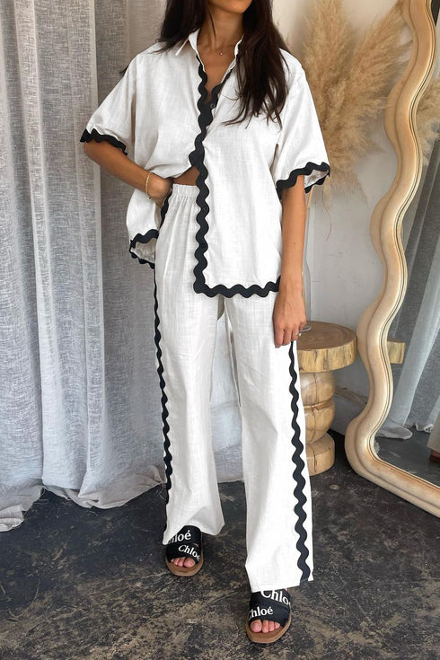 'Cassia' Half Sleeve Top and Pants Set - Celes Fashion